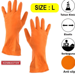 Kenmaster Sarung Tangan Karet L Latex (1 pair) -Sarung Berkebun Cuci Piring Serbaguna